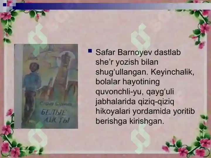 Safar Barnoyev hayoti va ijodi 4