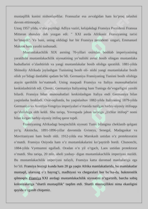 FRANSIYANING AFRIKADAGI MUSTAMLAKACHILIK SIYOSATI 24 6
