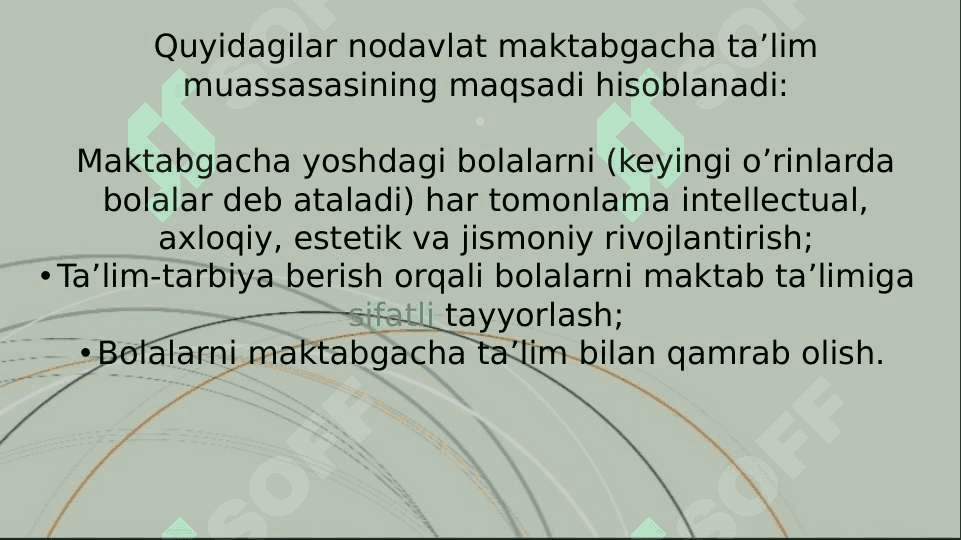 Nodavlat maktabgacha ta’limtashkilotini tashkil etish haqida tushuncha berish 4