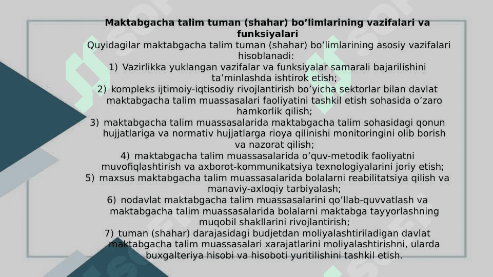 Maktabgacha ta’lim bo’yicha metodik ishlarni tashkil etish 2