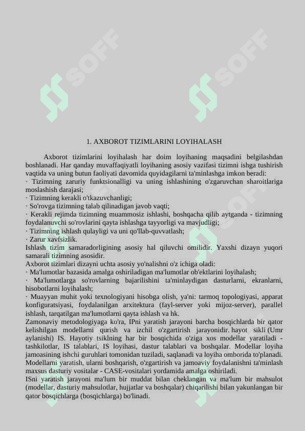Axborot tizimlarini loyihalash 3