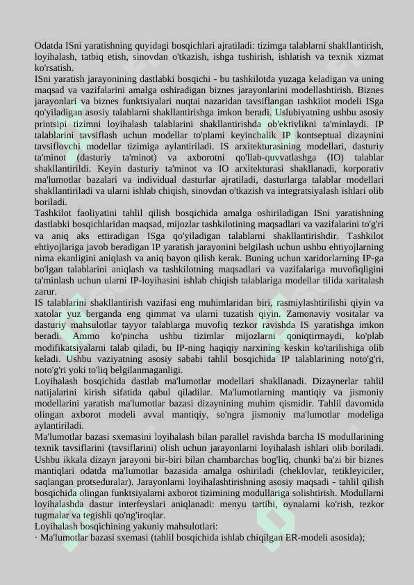 Axborot tizimlarini loyihalash 4