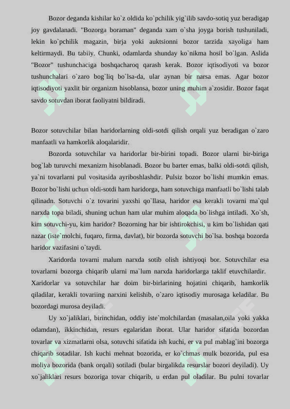 Bozorning mohiyati  va uning vazifalari va turlari 2