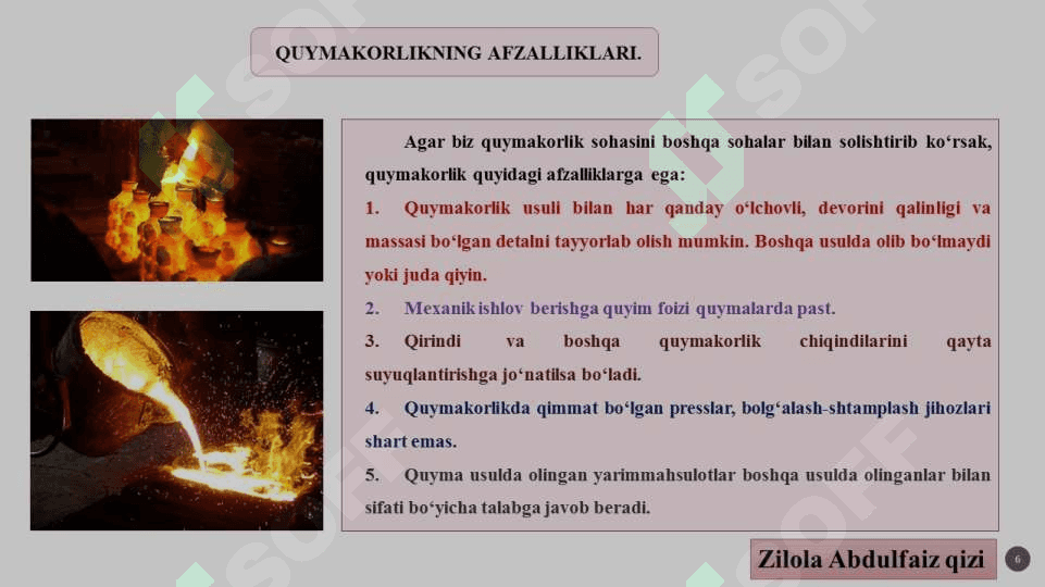 Kirish. Quymakorlikning afzalliklari 6