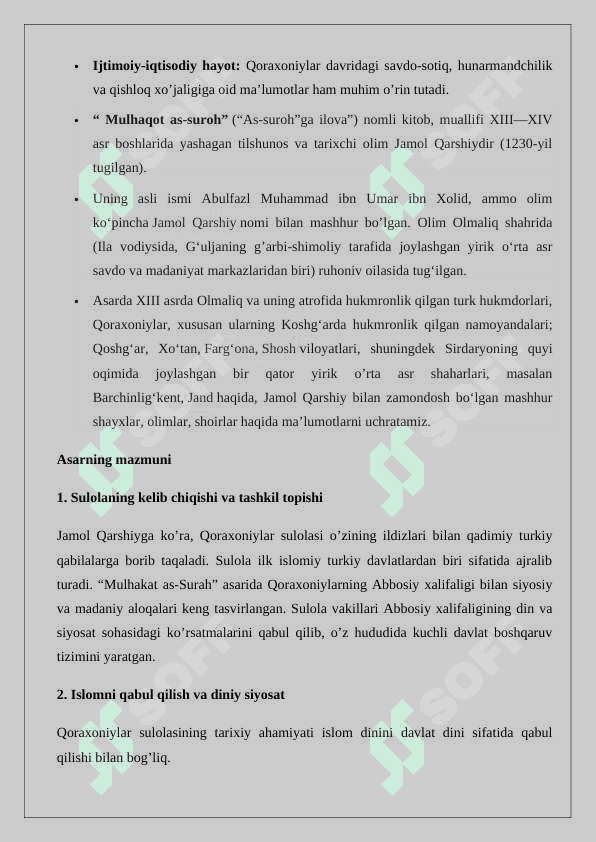 Jamol Qarshiyning Mulhakat as-surah asari Qoraxoniylar tarixiga   oid   muhim   manba”   mavzuida   ilmiy   maqola 2
