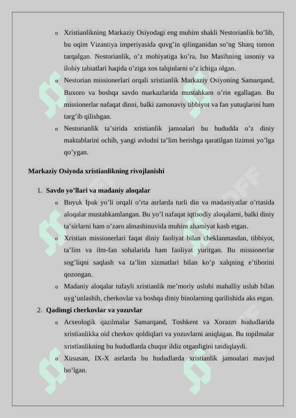 Xristianlar dini va uning Markaziy Osiyoga kirib kelishi.tezis docx 2
