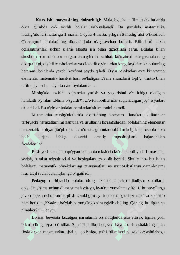 « O’rta guruh bolalarida geometrik shakllar haqidagi tasavvurlarni shakllantirish metodikasi » 2