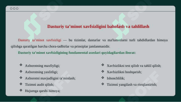 DASTURIY TA’MINOT XAVFSIZLIGINI TA’MINLASH 3