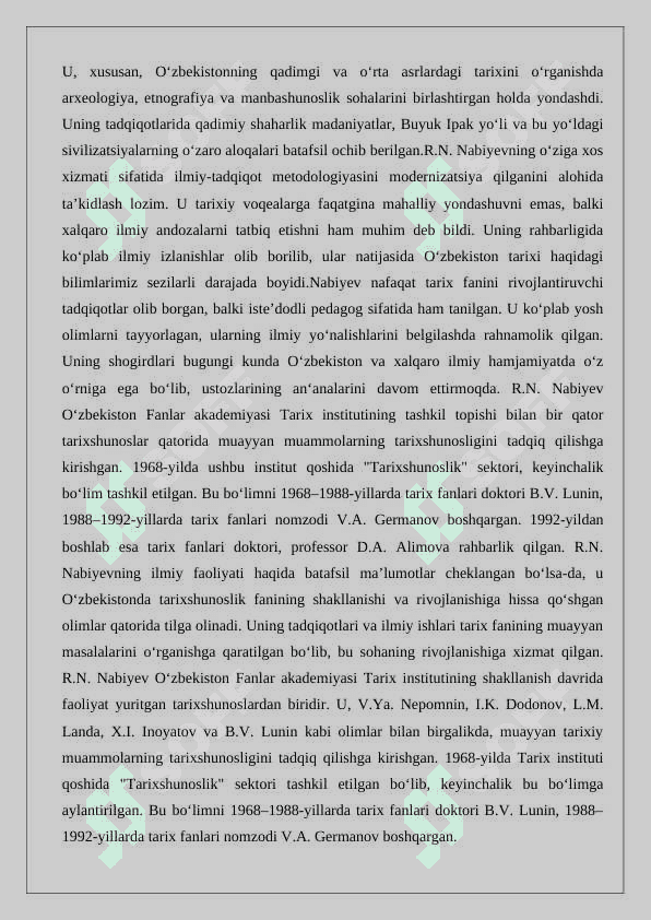 R.N.Nabiyevning tarix fanining rivojlanishiga qo'shgan hissasi  mavzusida esse 2