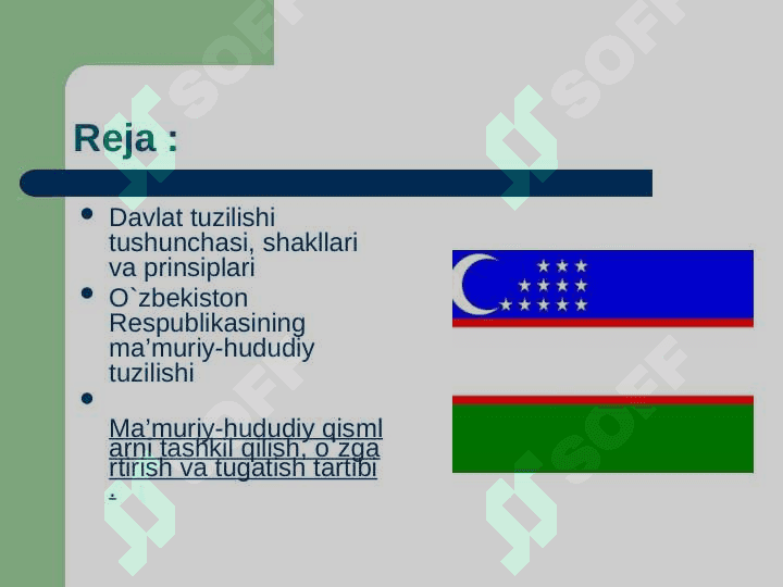 O`zbеkistоn Rеspublikasining davlat tuzilishi va ma’muriy-hududiy bo`linishi 2