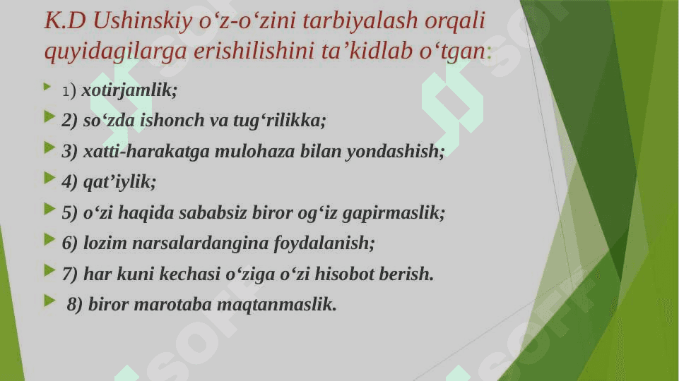 O‘Z-O‘ZINI TARBIYALASH VA O‘Z USTIDA ISHLASH. PEDAGOGIKA TAJRIBANI TO‘PLASH TIZIMI 5