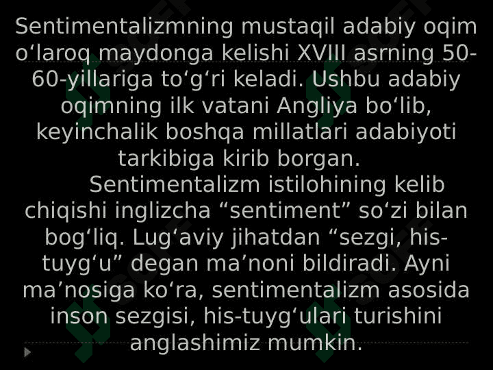 Yevropa sentimentalizmi estetikasi 2