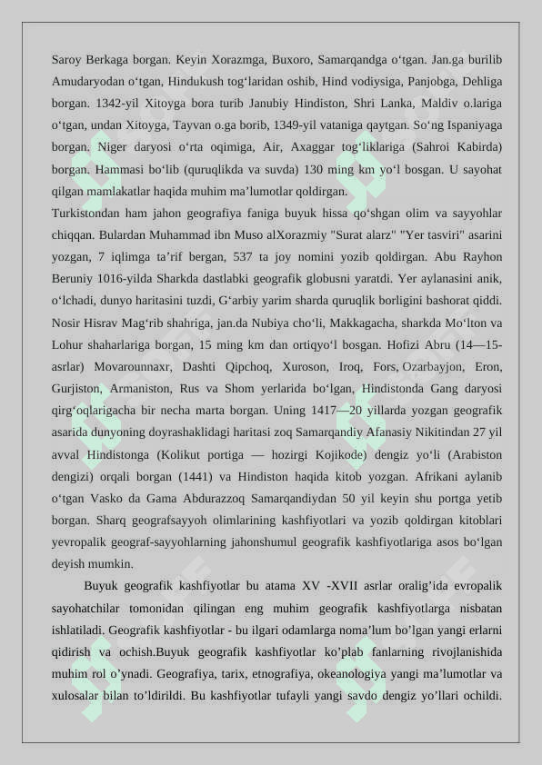 Buyuk geografik kashfiyotlar tarixini o'rganish va ma'lumotnoma tayyorlash 24 4