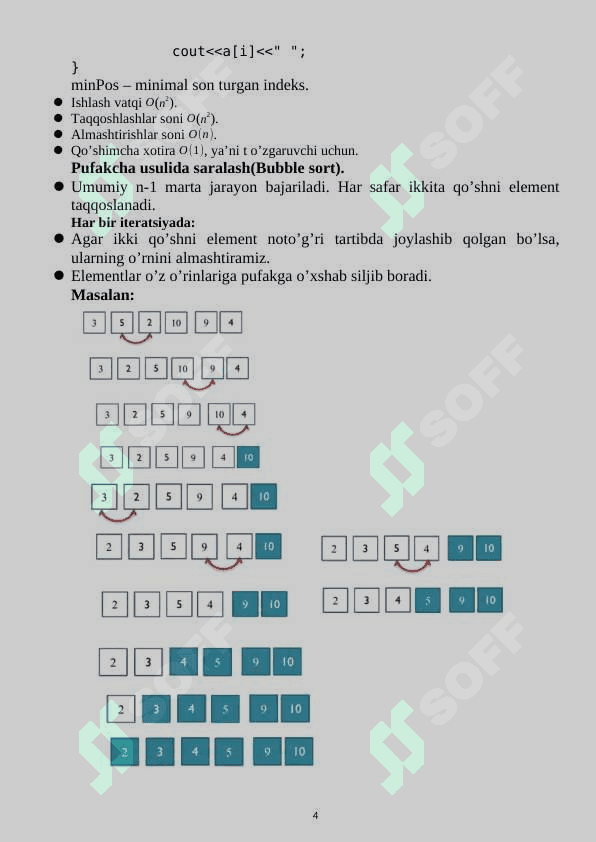 Massiv elementlarini tartiblashtirish. Oddiy saralash algoritmlari. 4