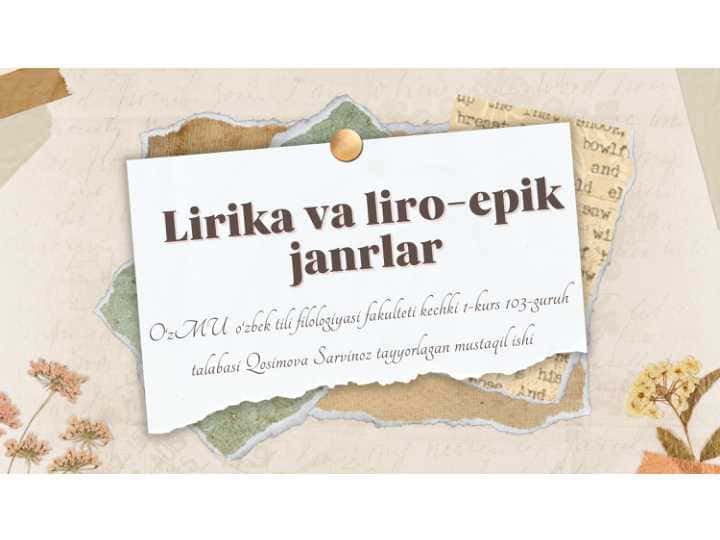 Lirika va liro-epik janrlar