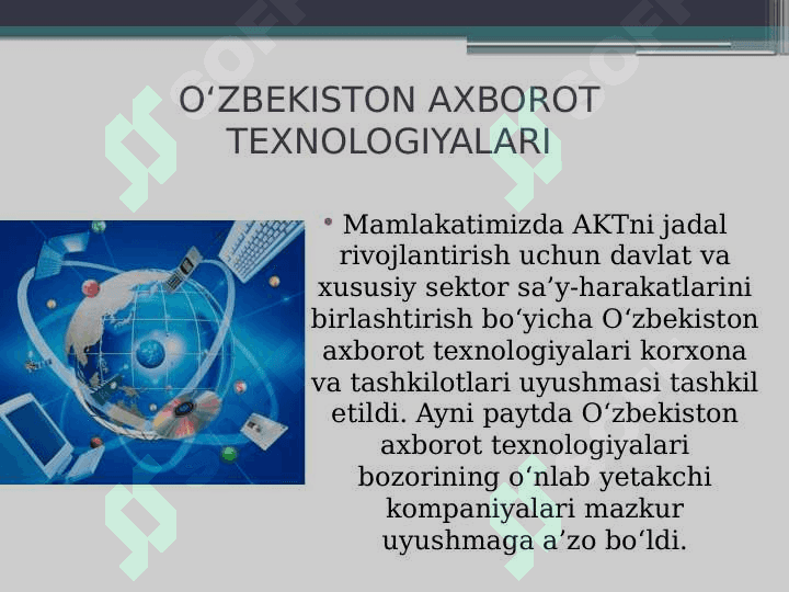 Ozbekistinda telekommunikatsiya va simsiz texnologiyalar rivojlanishiga ta'sir etuvchi asosiy omillar 8