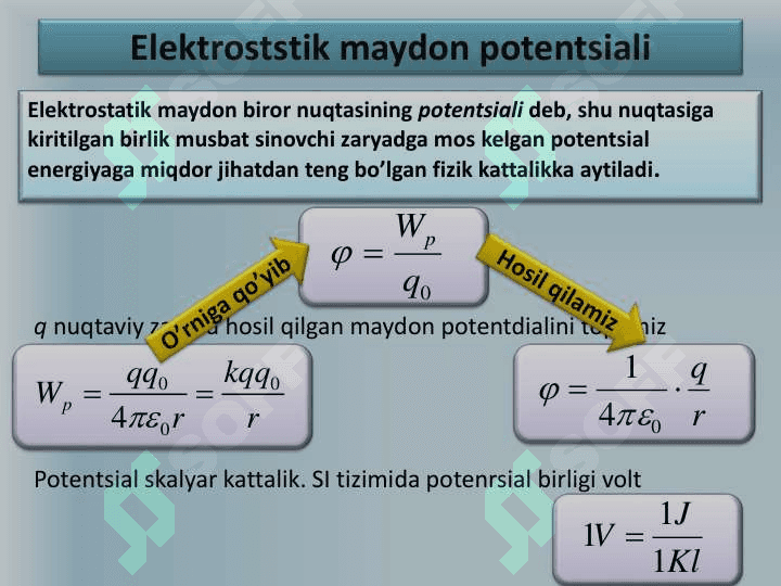 ELEKTROSTATIK MAYDON KUCHLANGANLIK VEKTORINING OQIMI VA ISHI 7
