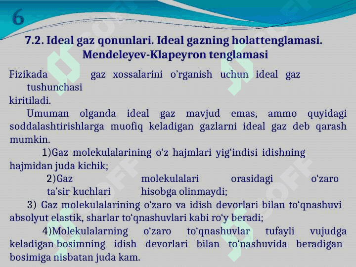 MOLEKULYAR KINETIK NAZARIYASI VA STATIK FIZIKA ASOSLARI 6