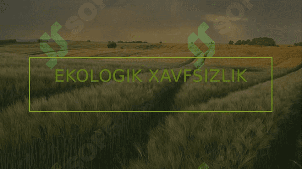 Ekologik xavfsizlikni ta'minlash masalari 3