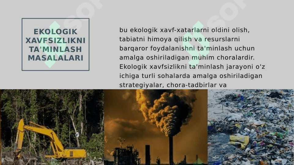 Ekologik xavfsizlikni ta'minlash masalari 4
