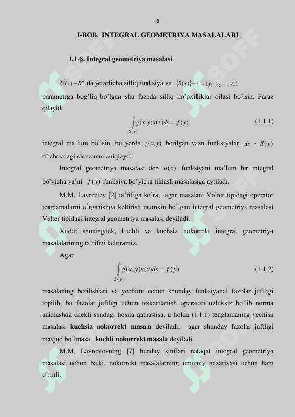 TEKISLIKDA MAXSUSLIKKA EGA BO’LGAN INTEGRAL  GEOMETRIYA MASALASI YECHIMINING TURG’UNLIKKA  TEKSHIRISH 8