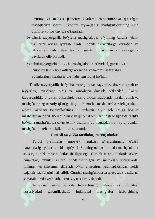 FUTBOLCHILARNI TURLI TOYYORGARLIK TOMONLARINI NAZORAT QILISH 8