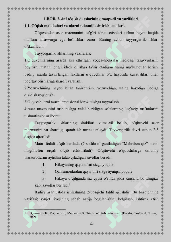 Ikkinchi sinf o’qish darsligini o’rgatishning mohiyati, mazmuni va  tahlili 4
