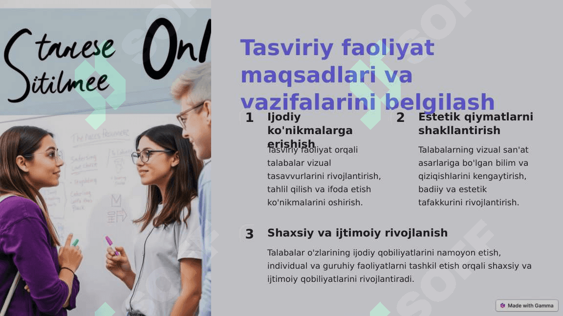 Tasviriy faoliyat mashg'ulotlarini loyihalashtirish 2