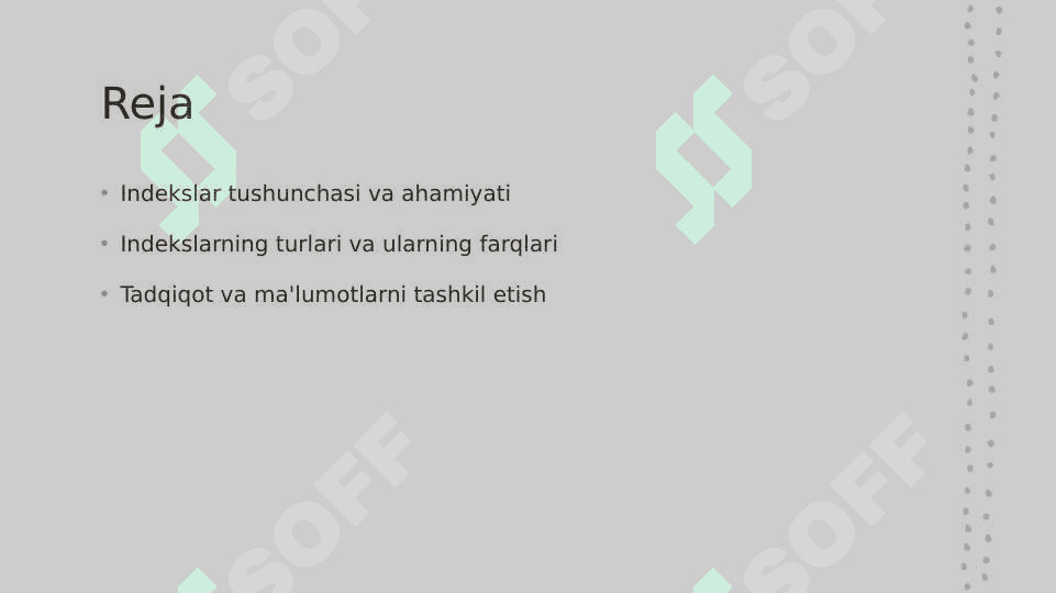 Indekslar tóg'risida tushuncha va ularning turlari 2