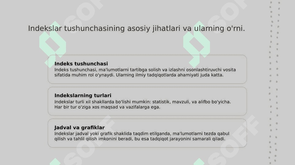 Indekslar tóg'risida tushuncha va ularning turlari 3