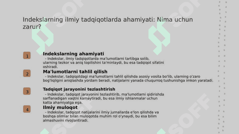 Indekslar tóg'risida tushuncha va ularning turlari 4