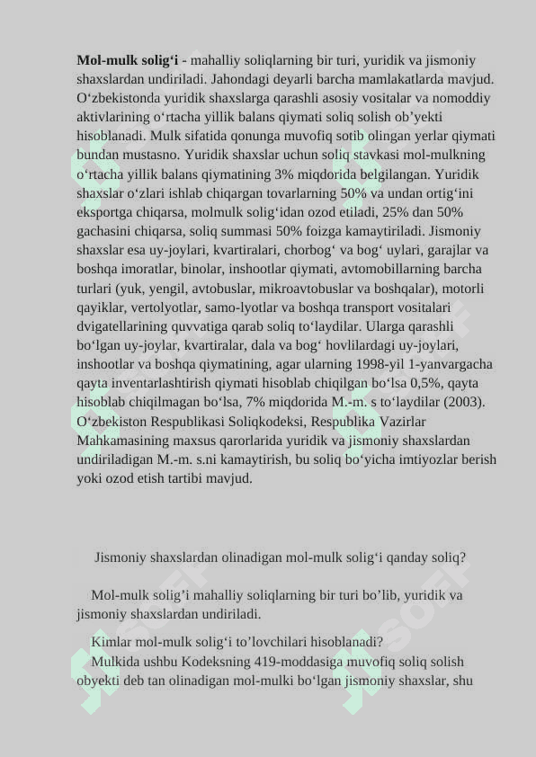 O`zbekistonda mol-mulkni solliqqa  tortishning o`ziga xos   xususiyatlari 2