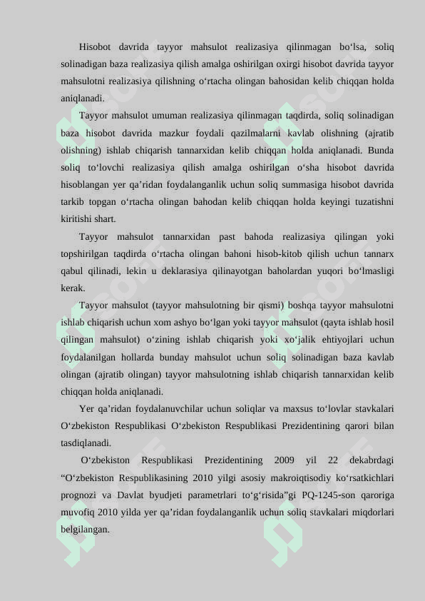 Yer qa’ridan foydalanuvchilar uchun soliqlar va maxsus tо‘lovlar. Suv resurslaridan foydalanganlik uchun soliq 4
