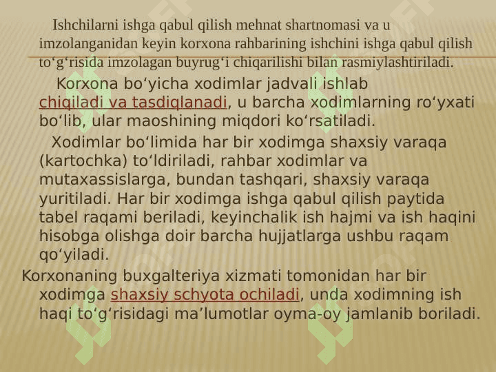 Mehnat va ish haqini dastlabki harajatlarda rasmiylashtirish hamda umumiylashtirish 3
