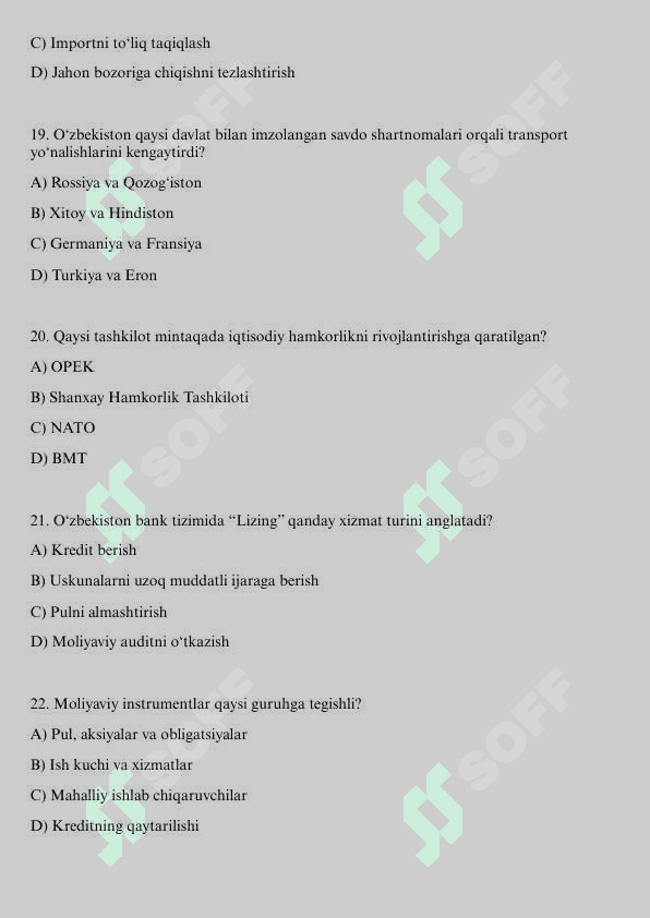 Iqtisodiyot fanidan 100 testlar. 5