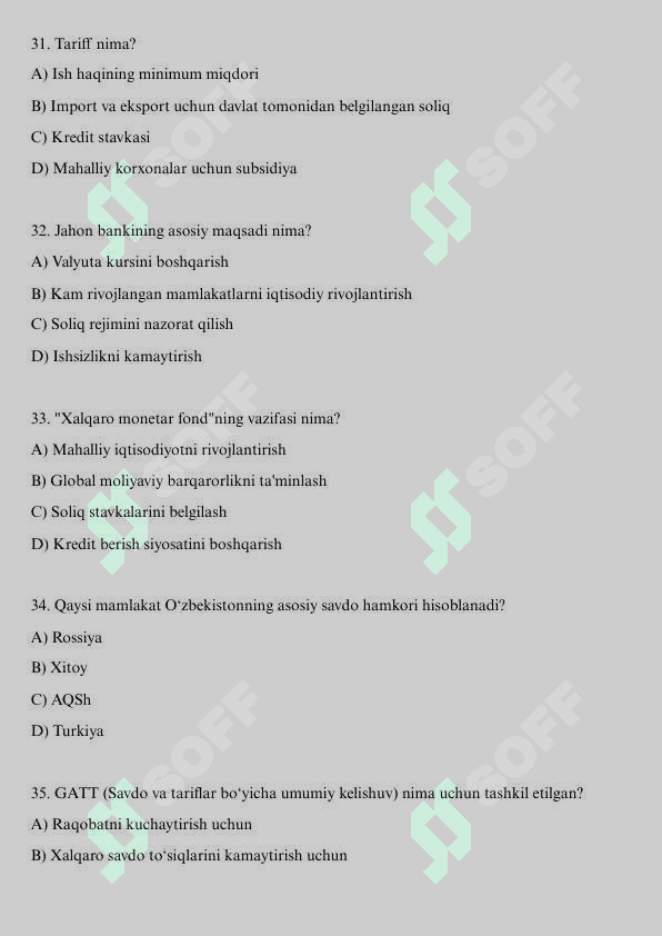 Iqtisodiyot fanidan 100 testlar. 8