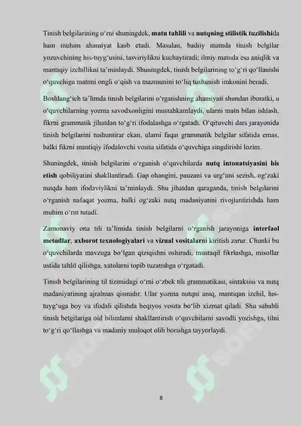 Ona tili darslarida tinish belgilarga doir bilimlarni shakllantirish 8