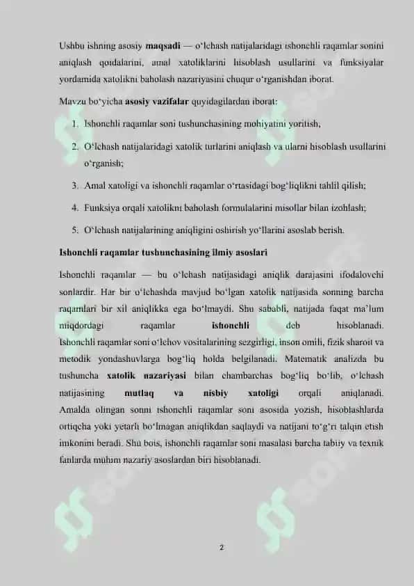 Ishonchli raqamlar soni hisoblash qoidasi 2