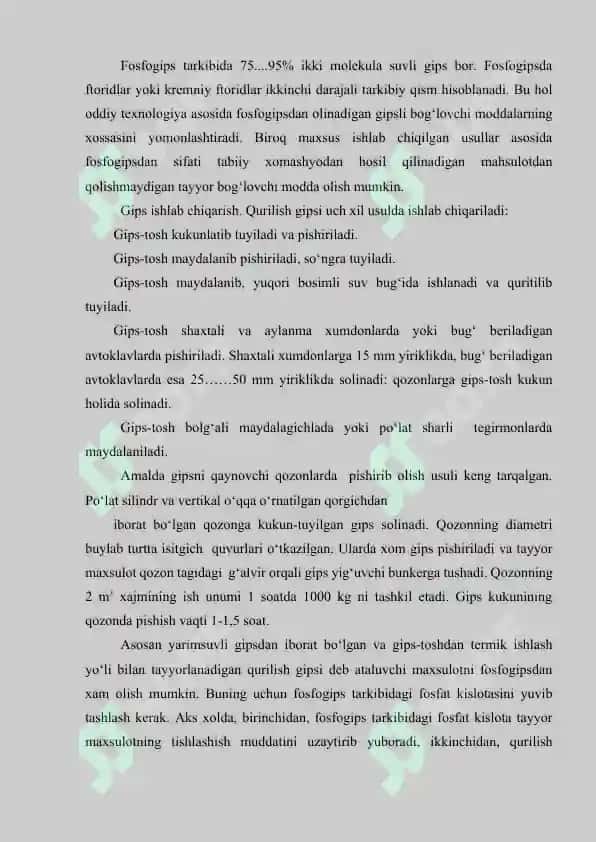 Bog‘lovchi moddalar. Gips va oxak ishlab chiqarish 3