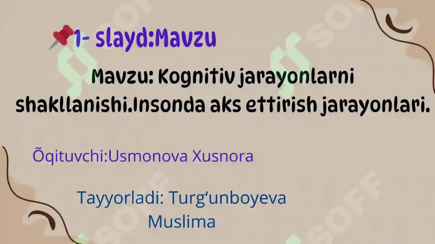 Kognitiv jarayonlar mavzusi boʻyicha Canva slaydi(9 sahifa) 2