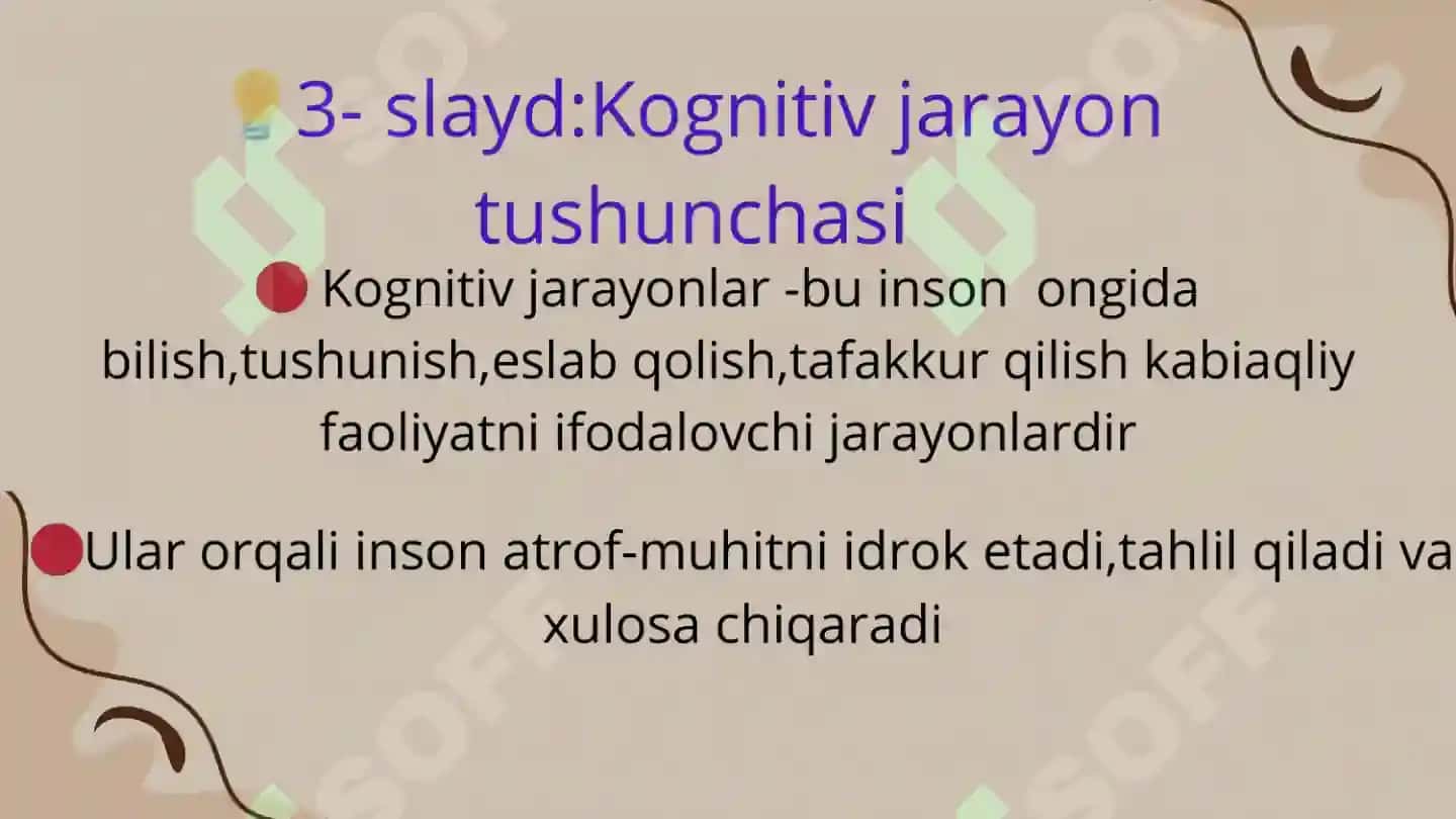 Kognitiv jarayonlar mavzusi boʻyicha Canva slaydi(9 sahifa) 4