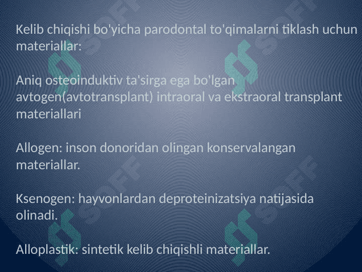 Suyak plastikasi. Transplantatlar turlari.  Xirurgik davolash  usullari prinsiplari 3