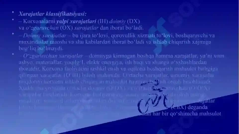 Ishlab chiqarish xarajatlari 6