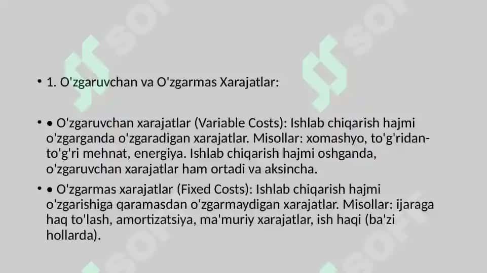 Ishlab Chiqarish Xarajatlari 5