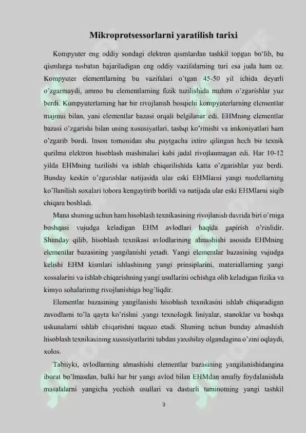 MIKROPROTSESSORLARNI YARATILISH TARIXI 3