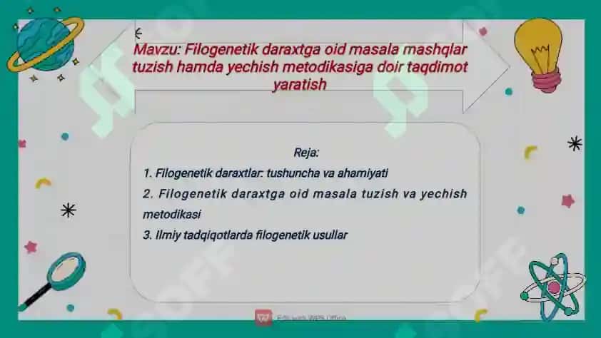 Filogenetik daraxtga oid masala mashqlar tuzish va yechish metodikasi 2
