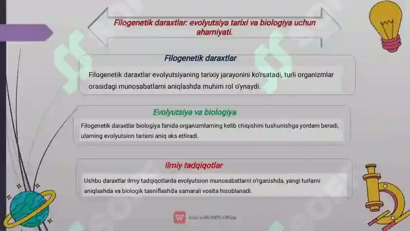 Filogenetik daraxtga oid masala mashqlar tuzish va yechish metodikasi 3