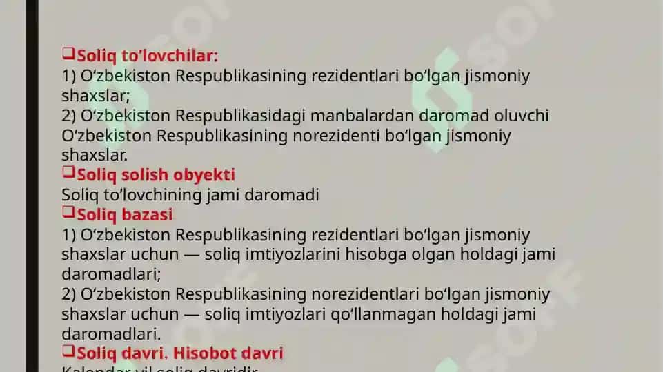 Jismoniy shaxslardan undiriladigan soliqlarga tavsif 5
