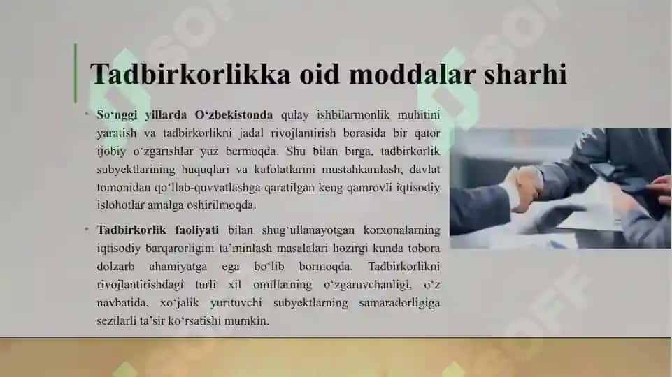 KONSTITUTSIYADA TADBIRKORLARGA BERILGAN KAFOLATLAR 3