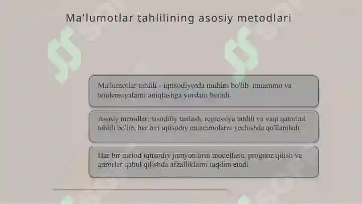 Iqtisodiyotda ma'lumotlar tahlili fani metodi va usullari 3